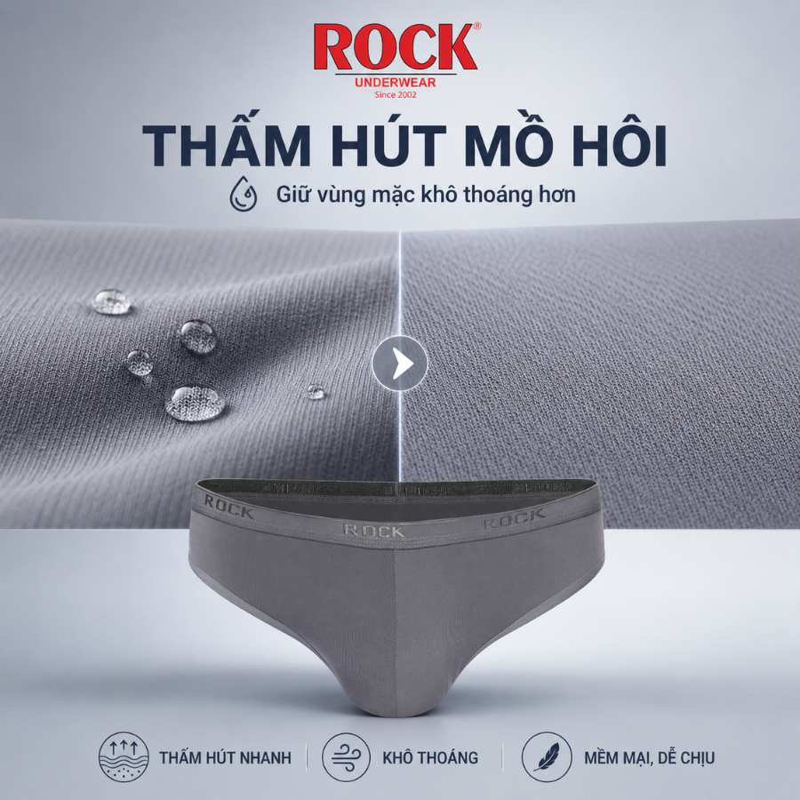 Quần Lót Nam ROCK QA 1110 Chất Thun Lạnh Thoáng Mát Cá Tính, Quần Sịp Nam Dáng Trẻ Trung Thoải Mái Cả Ngày