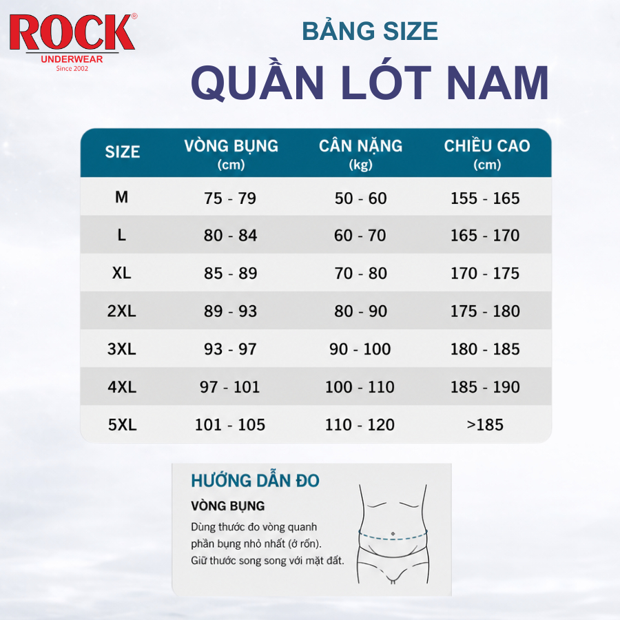 Quần Lót Nam ROCK 027 Bigsize Chất Liệu Cotton Co Giãn 4 Chiều Thoải Mái, Quần Sịp Nam Kiểu Dáng Sang Trọng Cao Cấp
