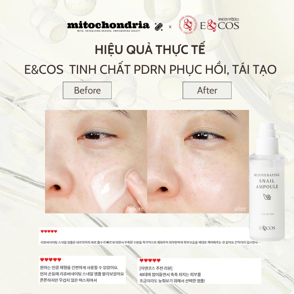 Dưỡng PDRN nâng cơ & cải thiện nếp nhăn E&COS Rejuvenating Snail Ampoule 50ml