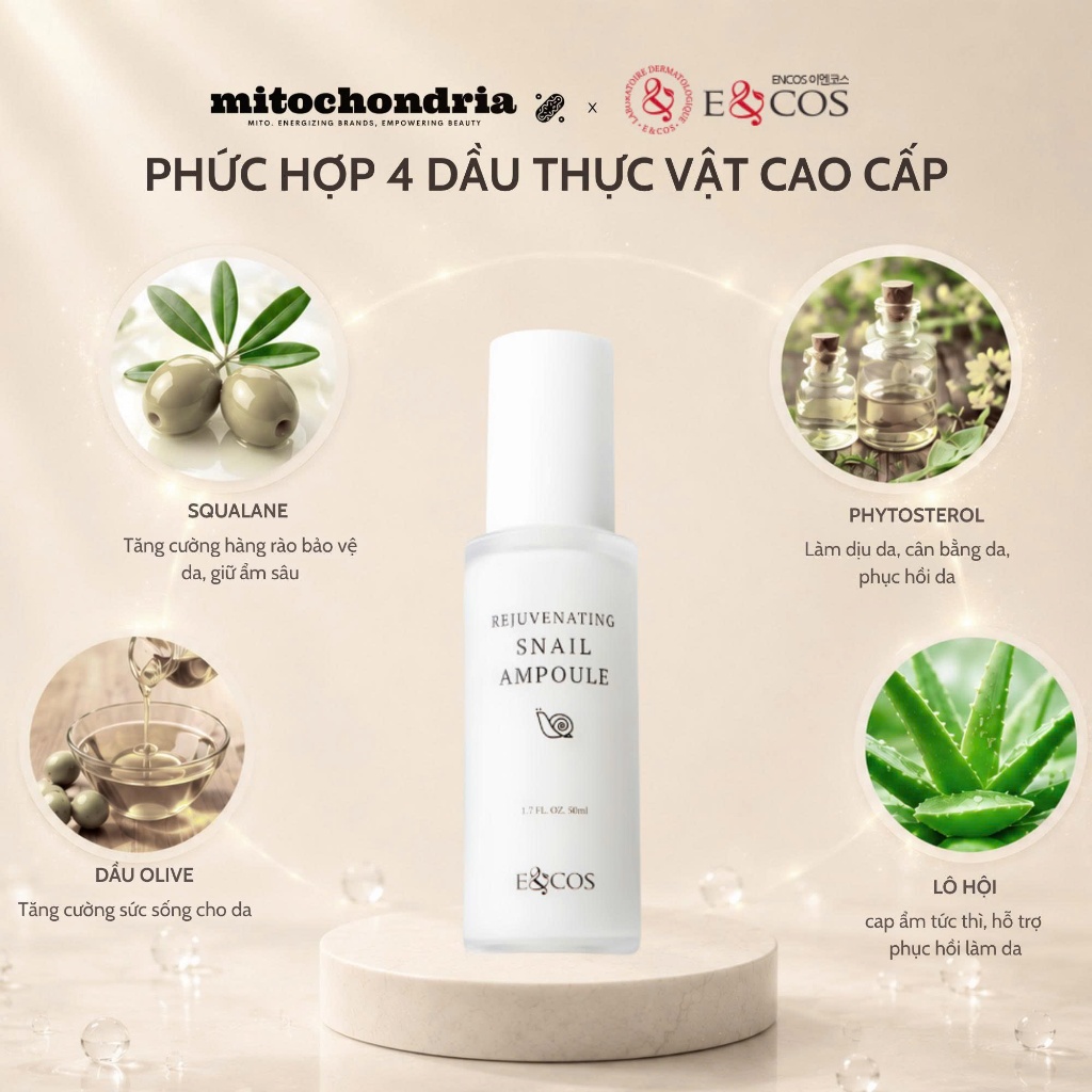 Dưỡng PDRN nâng cơ & cải thiện nếp nhăn E&COS Rejuvenating Snail Ampoule 50ml