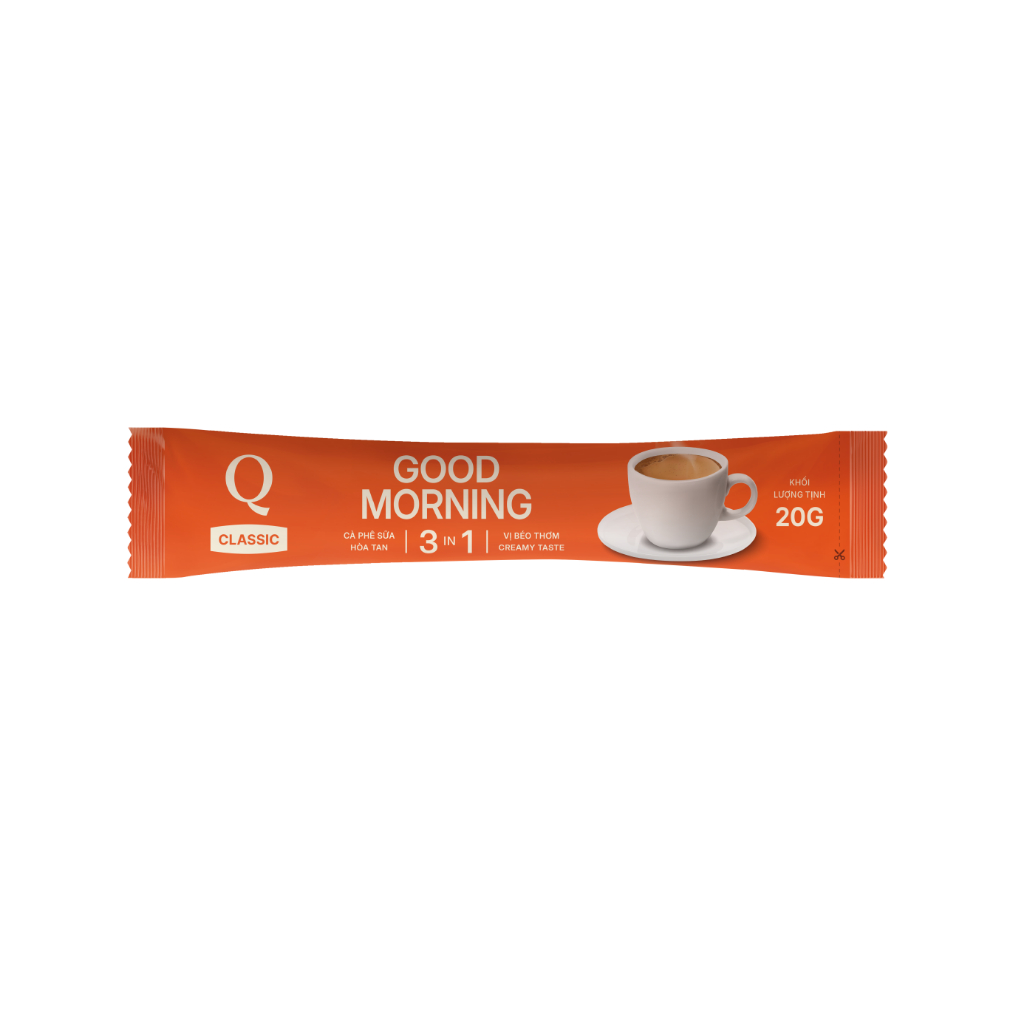 Cà Phê Sữa Hòa Tan Trần Quang Q Classic Ngon / Good Morning (Bịch 24 Ống x 20g)