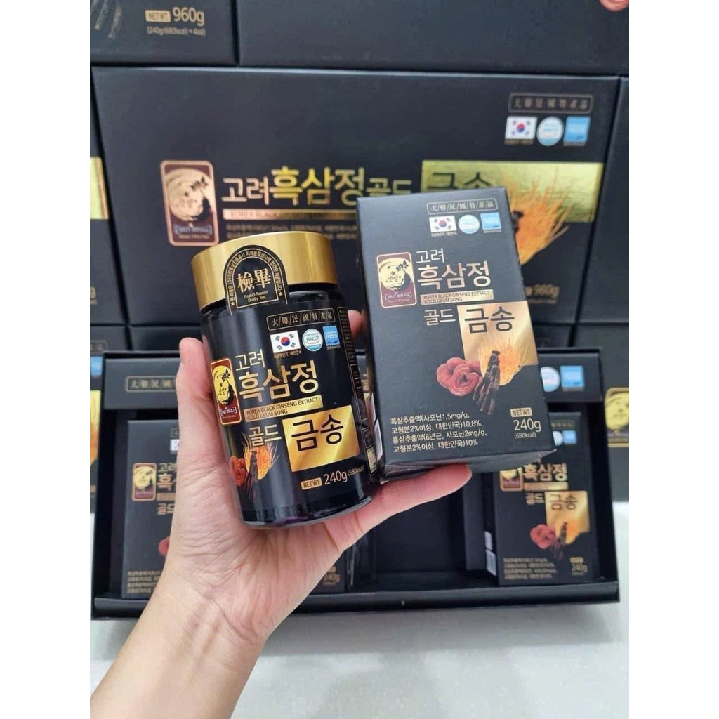 [ Nội Địa Hàn ] Cao hắc sâm đông trùng hạ thảo nấm linh chi hàn quốc, hộp 4 lọ x 240g - Korean black red ginseng gold