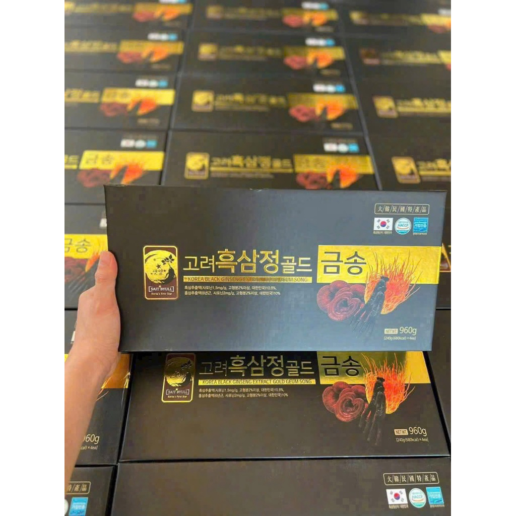 [ Nội Địa Hàn ] Cao hắc sâm đông trùng hạ thảo nấm linh chi hàn quốc, hộp 4 lọ x 240g - Korean black red ginseng gold