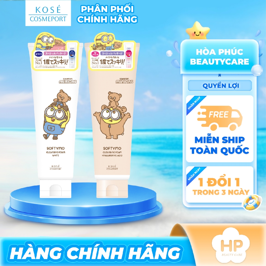Sữa Rửa Mặt Tẩy Trang Phiên Bản Giới Hạn Minions Kosé Softymo Cleansing Foam 190g (2 Loại)