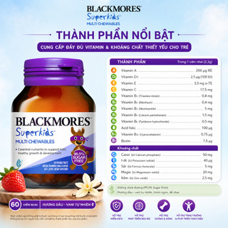 Viên nhai vitamin tổng hợp cho bé Blackmores Superkids Multi Chewables tăng sức đề kháng hộp 60 viên
