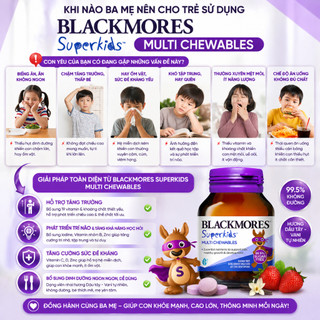 Viên nhai vitamin tổng hợp cho bé Blackmores Superkids Multi Chewables tăng sức đề kháng hộp 60 viên
