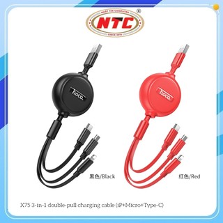 Cáp rút 3 đầu Hoco X75 cổng LaiNing / Type-C / MicroUSB dài 1M, max 2A - Phụ Kiện Nhất Tín