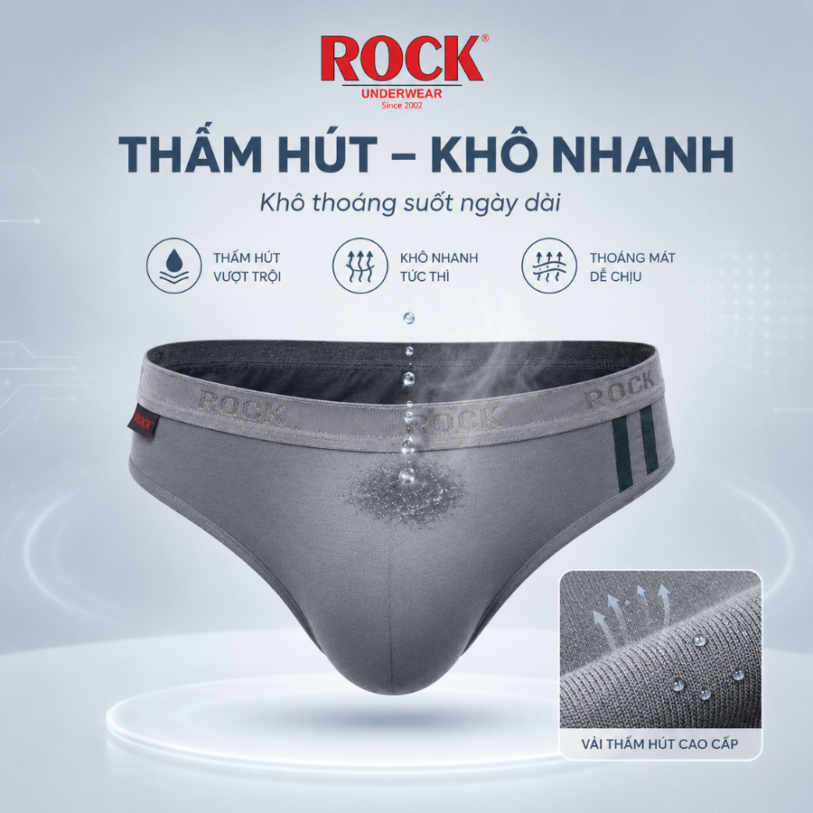 Quần Lót Nam ROCK 027 Bigsize Chất Liệu Cotton Co Giãn 4 Chiều Thoải Mái, Quần Sịp Nam Kiểu Dáng Sang Trọng Cao Cấp