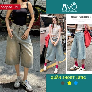 Quần Short Jeans Lửng COTTON Avo Avocado Ống Rộng Nam Nữ Unisex (KHÔNG XÙ LÔNG)