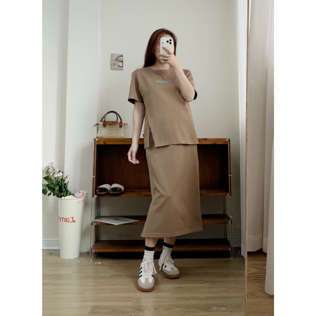 Set Đồ Bầu MONO SET Chất Liệu Cotton Double Face Mềm Mịn, Thoáng Mát, Hình In Sắc Nét Bền Màu - L'amme