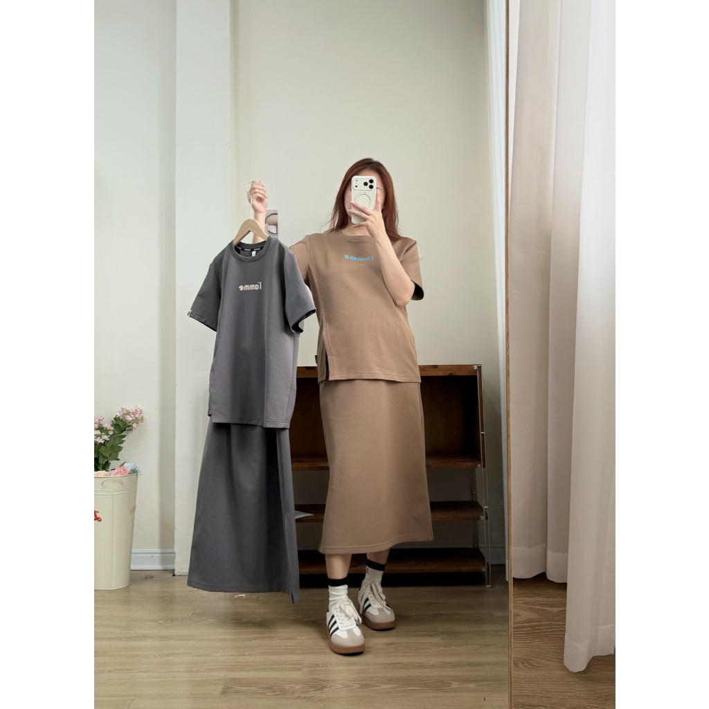 Set Đồ Bầu MONO SET Chất Liệu Cotton Double Face Mềm Mịn, Thoáng Mát, Hình In Sắc Nét Bền Màu - L'amme