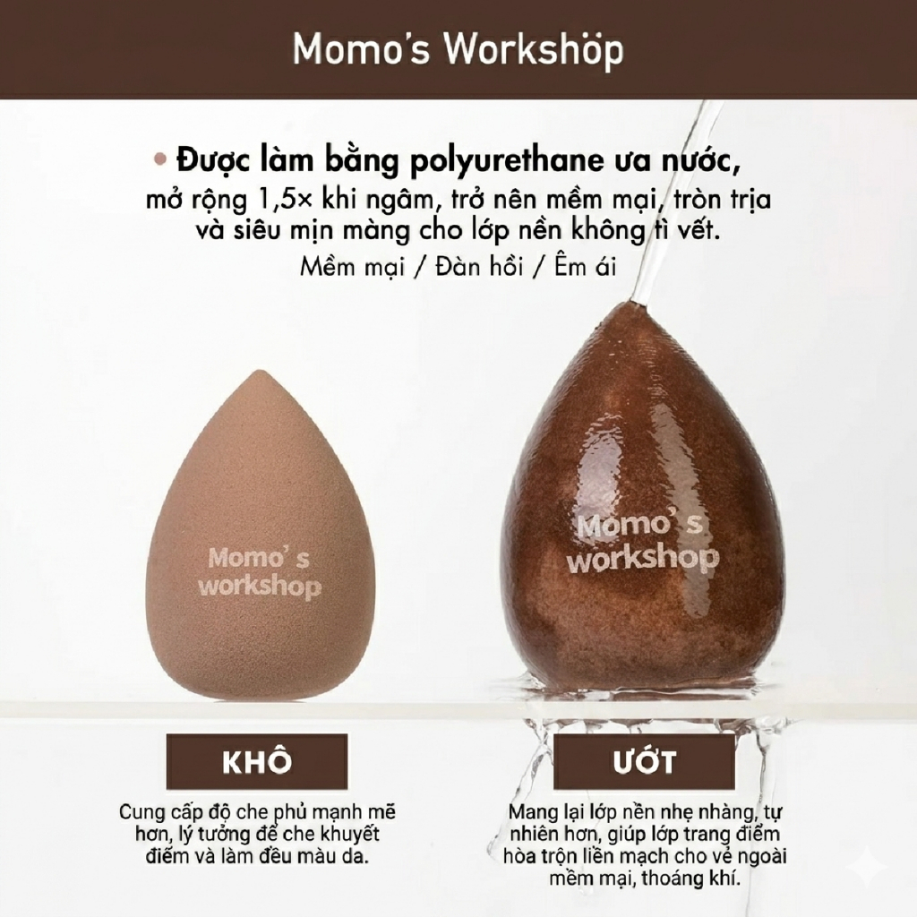Bông Mút Tán nền Giọt nước Cao Cấp Momo's Workshop Sponges By Momo Classic Duo - Wet Use (2pcs)
