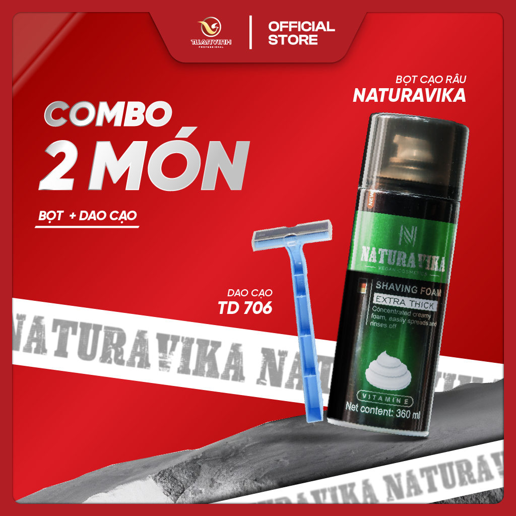 COMBO NATURA VIKA + DORCO TD706 – BỌT CẠO RÂU 360ML & DAO CẠO NAM GIỚI, CHĂM SÓC CÁ NHÂN TIỆN LỢI HẰNG NGÀY