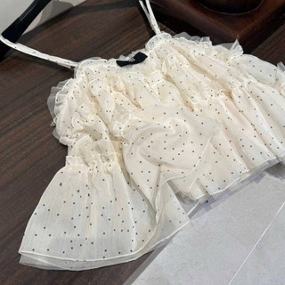 •𝙆𝙞𝙣𝙜𝙨𝙝𝙤𝙥𝙗𝙚𝙖𝙪𝙩𝙮•Áo Hai Dây Chấm Bi Nơ Đen QC