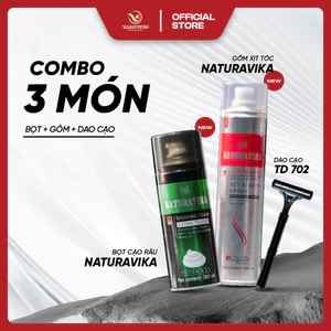 COMBO BARBER 3IN1 NATURA VIKA – GÔM XỊT TÓC 600ML + BỌT CẠO RÂU 360ML + DAO CẠO DORCO TD702 CHO NAM GIỚI