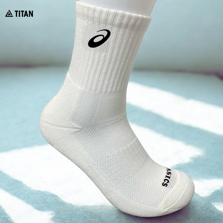 Tất asics cổ trung thể thao nam nữ đệm bàn êm chân chơi pickleball cầu lông tennis