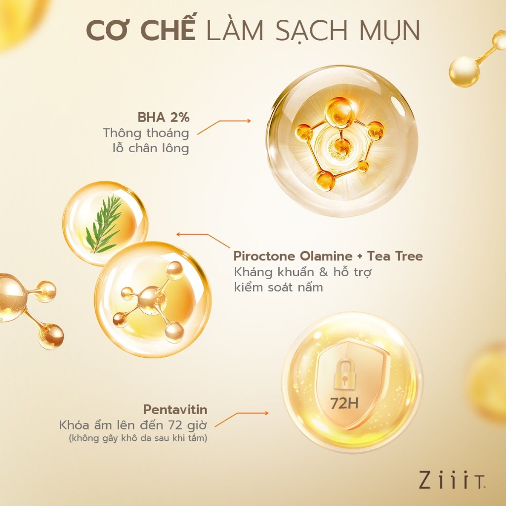 Sữa Tắm Giảm Mụn Lưng BHA 2% Kháng Khuẩn, Giảm Dầu Cho Da Nhạy Cảm ZiiiT 280ml