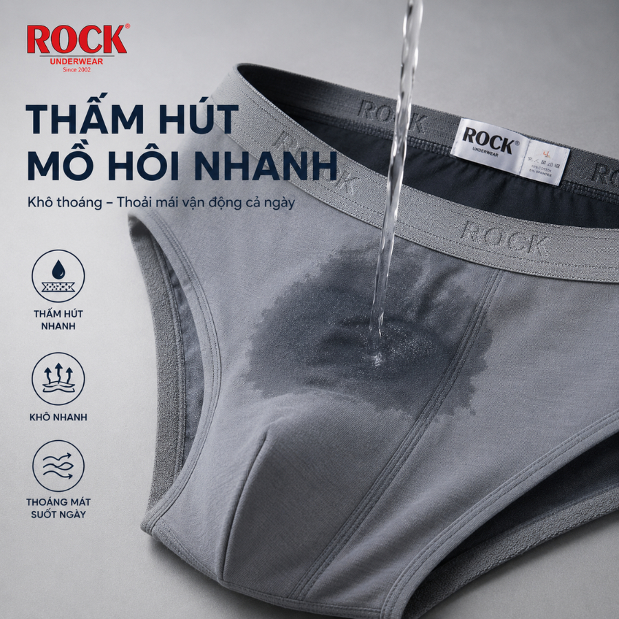 Quần Lót Nam ROCK QA428 Chất Liệu Cotton Cao Cấp Thoáng Mát Thấm Hút Tốt, Quần Sịp Nam Cao Cấp Không Bí Bách