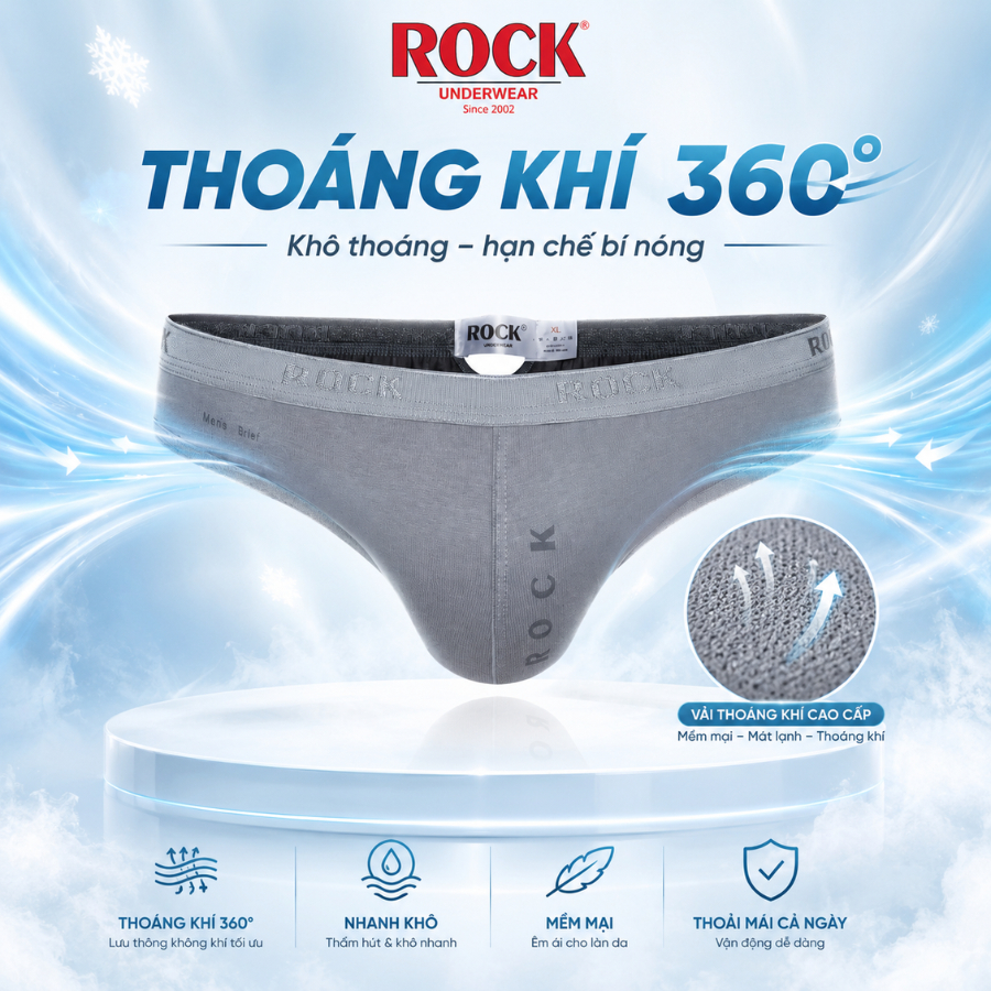 Quần Lót Nam ROCK QA428 Chất Liệu Cotton Cao Cấp Thoáng Mát Thấm Hút Tốt, Quần Sịp Nam Cao Cấp Không Bí Bách