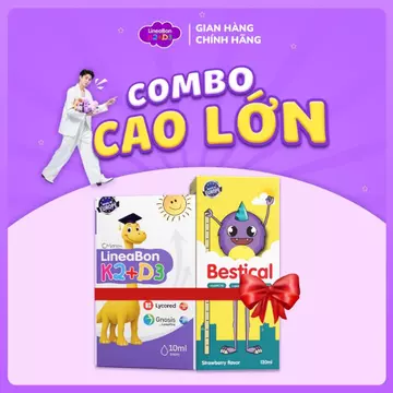 Combo Cao lớn - Combo 1 Canxi Bestcial + 1 LineaBon Vitamin D3K2 tinh khiết - Hỗ trợ hấp thu canxi cho bé