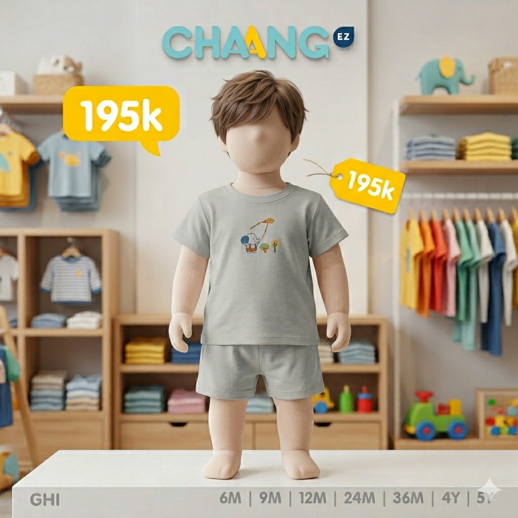 Bộ quần áo cộc tay trẻ em Chaang sale