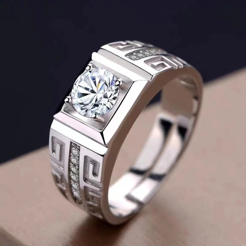 hoàn hảo cho lễ đính, nhẫn moissanite bằng thép titan có thể điều chỉnh kích thước, không phai màu dành