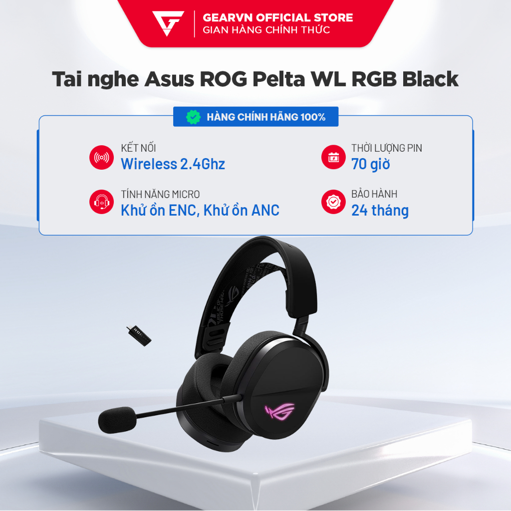 Tai nghe gaming Asus ROG Pelta màu đen