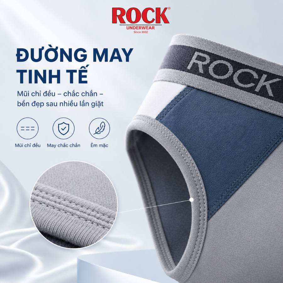 Quần Lót Nam ROCK QA019 Phong Cách Trẻ Trung Hiện Đại, Quần Sịp Nam Chất Liệu Cotton Co Giãn 4 Chiều Thoáng Khí