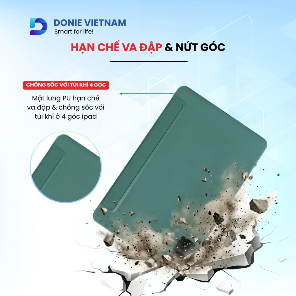 Ốp Lưng Da PU & TPU Đàn Hồi Hạn Chế Va Đập, Chống Sốc Cho iPad Gen 10/11 Air 4/5 Pro 11" | DONIE P01