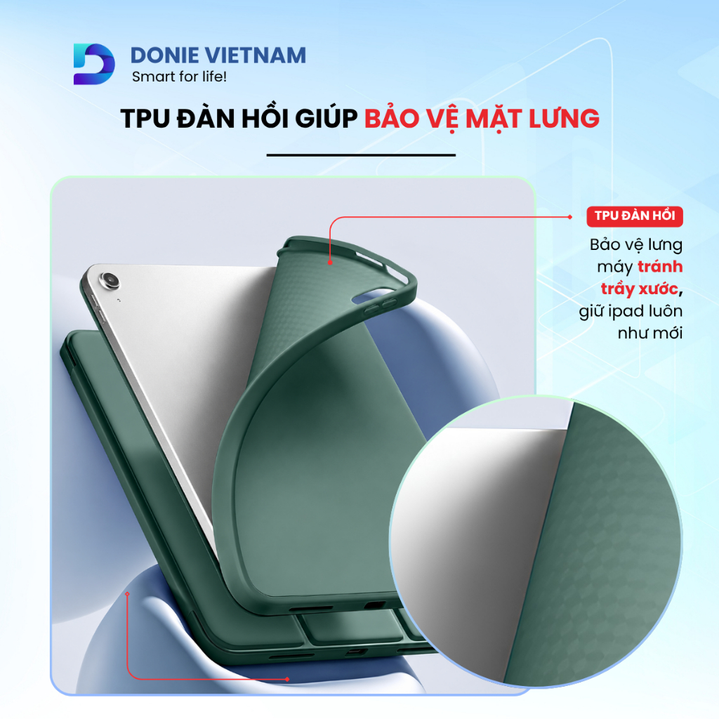 Ốp Lưng Da PU & TPU Đàn Hồi Hạn Chế Va Đập, Chống Sốc Cho iPad Gen 10/11 Air 4/5 Pro 11" | DONIE P01