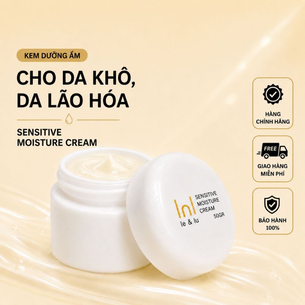 Kem dưỡng ẩm dịu nhẹ cho da khô, da thiếu ẩm và da nhạy cảm Sensitive Moisture Cream Le&Lu 50gr