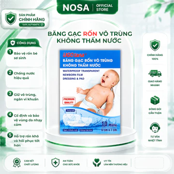 UGOTANA Băng Gạc Rốn Vô Trùng Không Thấm Nước 6cm x 7cm - Bảo Vệ Rốn Khỏi Nhiễm Trùng - 10 Miếng/Hộp