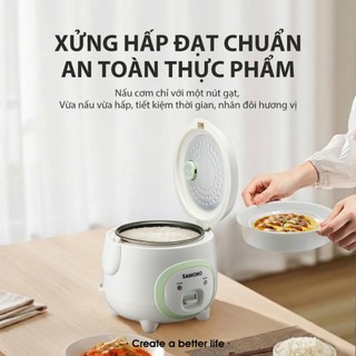 (Tặng hộp cơm) Nồi Cơm Điện mini SAMONO 1 Lít Công suất 500W - Lòng nồi chống dính - Kèm xửng hấp SW-RCES10