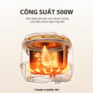 (Tặng hộp cơm) Nồi Cơm Điện mini SAMONO 1 Lít Công suất 500W - Lòng nồi chống dính - Kèm xửng hấp SW-RCES10