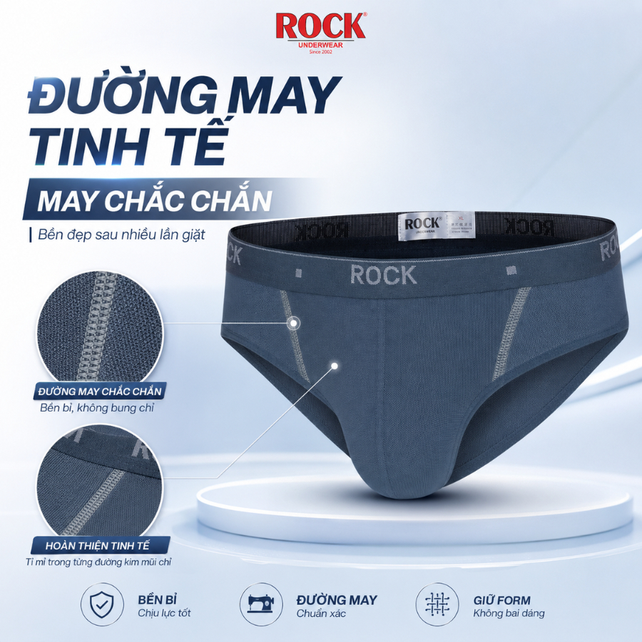 Quần Lót Nam ROCK 017 Chất Liệu Cotton 4 Chiều Thoáng Khí Cá Tính, Quần Lót Cotton Công Nghệ 4 Chiều Cao Cấp