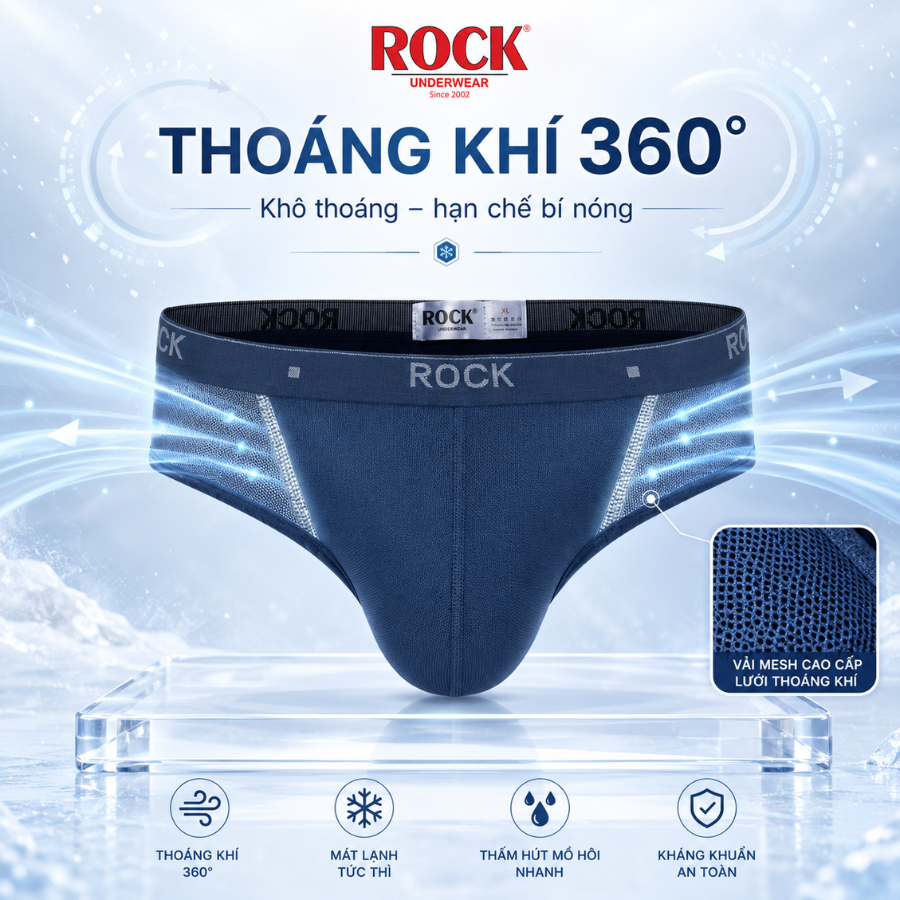 Quần Lót Nam ROCK 017 Chất Liệu Cotton 4 Chiều Thoáng Khí Cá Tính, Quần Lót Cotton Công Nghệ 4 Chiều Cao Cấp