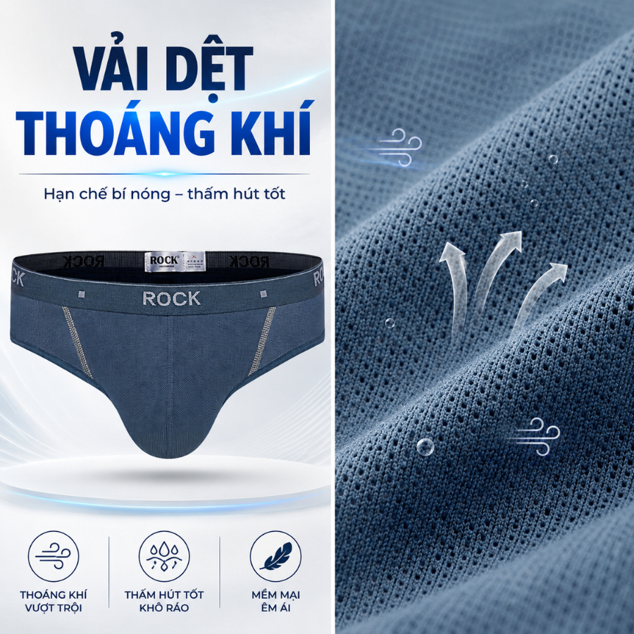 Quần Lót Nam ROCK 017 Chất Liệu Cotton 4 Chiều Thoáng Khí Cá Tính, Quần Lót Cotton Công Nghệ 4 Chiều Cao Cấp
