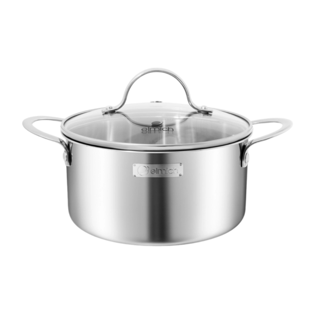 Bộ Nồi Inox Liền Khối Elmich EL2487IN01 Size 16,20,24cm Công Nghệ 3 Lớp Dùng Bếp Từ Cao Cấp