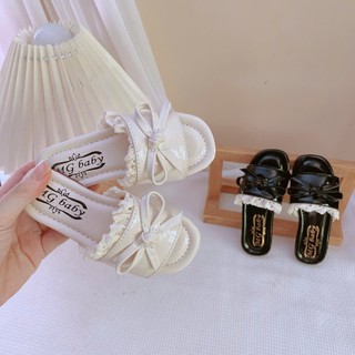 Sz 21-35 Dép Lê Quai Ngang Phối Ren Nơ Đế Mềm Êm Chân Cho Bé Gái K209