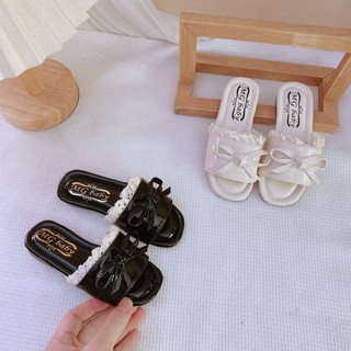 Sz 21-35 Dép Lê Quai Ngang Phối Ren Nơ Đế Mềm Êm Chân Cho Bé Gái K209