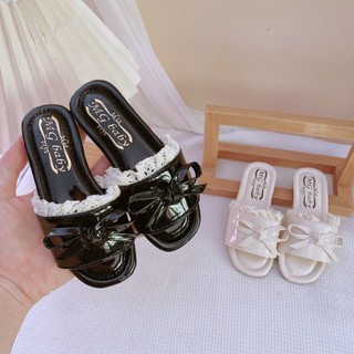 Sz 21-35 Dép Lê Quai Ngang Phối Ren Nơ Đế Mềm Êm Chân Cho Bé Gái K209