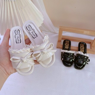 Sz 21-35 Dép Lê Quai Ngang Phối Ren Nơ Đế Mềm Êm Chân Cho Bé Gái K209