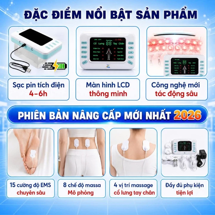 Máy Massage Xung Điện Z311 , Máy Mát xa Châm Cứu Điện Xung Lưu Thông Khí Huyết Giảm Đau Mỏi – 6