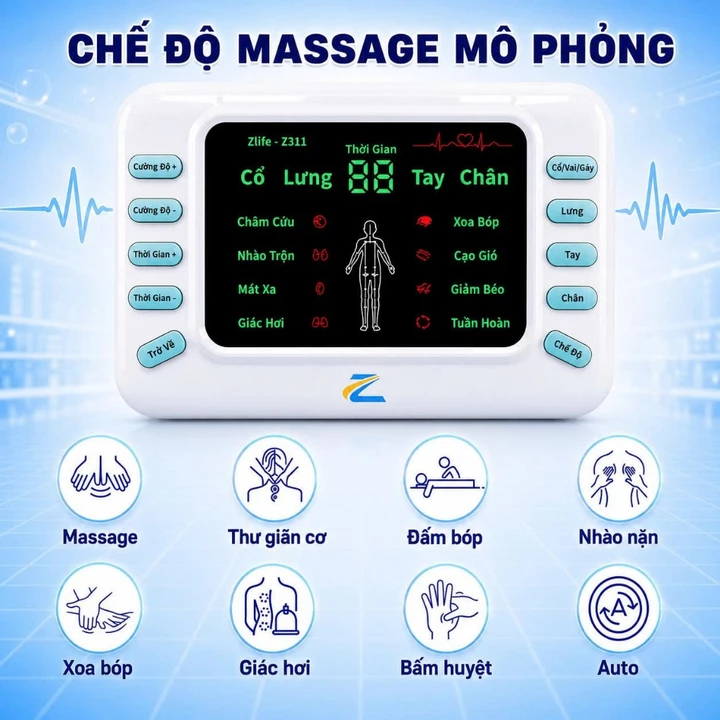 Máy Massage Xung Điện Z311 , Máy Mát xa Châm Cứu Điện Xung Lưu Thông Khí Huyết Giảm Đau Mỏi – 5