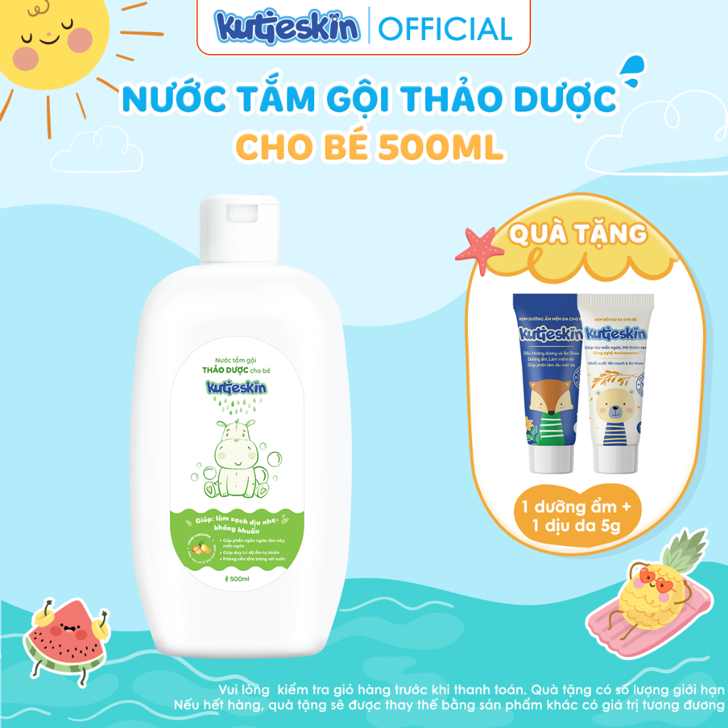 Nước tắm gội thảo dược cho bé Kutieskin 500ml