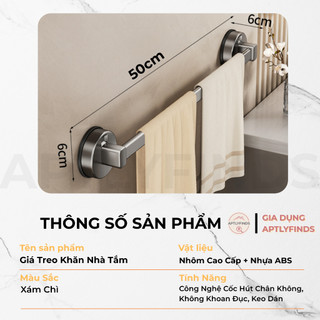 Giá Treo Khăn Hút Chân Không APTLYFINDS Nhôm Chịu Lực, Dễ Dàng Lắp Đặt, Đa Năng, Không Khoan Đục