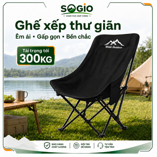 Ghế Camping Ngả Lưng Gấp Gọn Tựa Lưng Cao, Ghế Dã Ngoại Thư Giãn Êm Ái Chịu Lực 300KG Có Túi Đựng Tiện Lợi