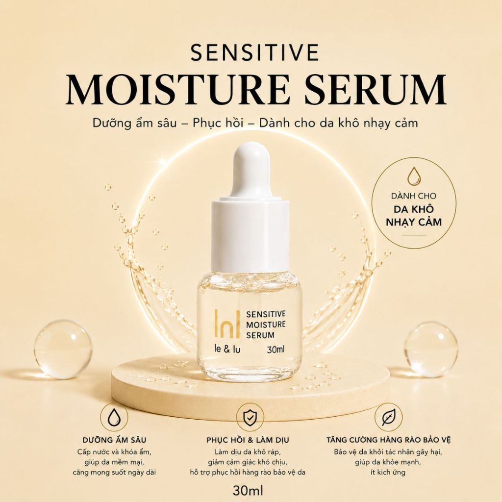 Serum Dưỡng Ẩm Dịu Nhẹ Cho Da Khô & Da Nhạy Cảm Sensitive Moisture Serum Le&Lu 30ml