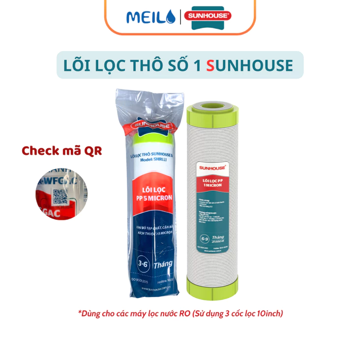 Lõi Lọc Nước Số 1 SunHouse Dùng Cho Các Máy Lọc Nước RO Giúp Loại Bỏ Cặn Bẩn Tạp Chất Kích Thước Trên 5 Micron..