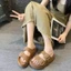 Dép Lê Nữ Quai Ngang, Dép Bệt Khuy Cài Đế Bằng 2 Quai 2 Khuy Đế Cao 4cm N21 || Young Sneaker